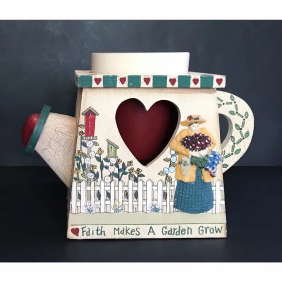 Vintage Deb Strain Faith Makes A Garden Grow Planter Whimsical Rustic Cottage - Picture 1 of 8